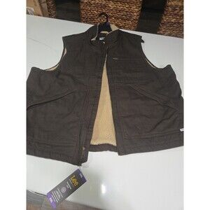 New Lee Premium Mens SZ- XXL Work Vest Full Zip Fleece Sherpa Lined Brown B16